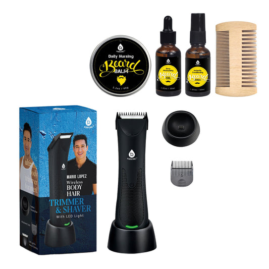 Mario Lopez Wireless Body Hair Trimmer & Shaver and Beard Care Grooming Kit Bundle-0